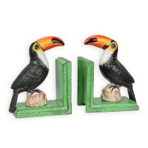 A PAIR OF CAST IRON TOUCAN BOOKENDS
