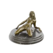 AN EAN EROTIC BRONZE SCULPTURE OF A RECLINING FEMALE NUDE