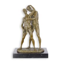 AN EROTIC BRONZE SCULPTURE OF TWO MALE NUDES