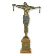 A BRONZE SCULPTURE OF A SCARF DANCER