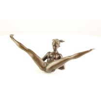 AN EROTIC BRONZE SCULPTURE OF A FEMALE NUDE