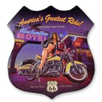 AN EMBOSSED TIN PLATE "AMERICA'S GREATEST RIDE!"