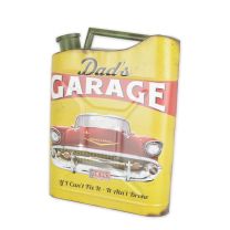 AN EMBOSSED TIN PLATE OIL CAN - DAD'S GARAGE