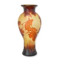A CAMEO GLASS BALUSTER VASE 'HUMMINGBIRD'