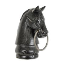 A CAST IRON HITCHING POST HORSE HEAD - BLACK