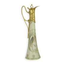 A BRONZE MOUNTED PORCELAIN CLARET JUG