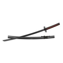 A RED AND BLACK HANDLED KATANA