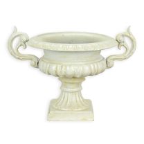 A CAST IRON PLANTER, WHITE