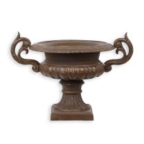 A CAST IRON PLANTER, BROWN