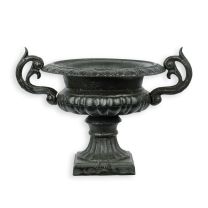 A CAST IRON PLANTER, BLACK