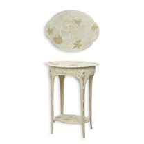 A WHITE CAST IRON ART NOUVEAU FLOWER TABLE