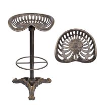 A CAST IRON BAR STOOL, BRONZE COLOUR
