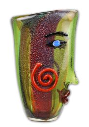 MURANO STIJL ABSTRACTE GLAZEN VAAS MET GEZICHT