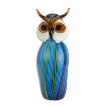 A MURANO STYLE GLASS FIGURINE OF AN OWL