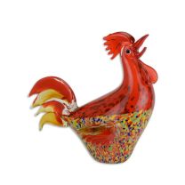 A MURANO STYLE GLASS FIGURINE OF A ROOSTER