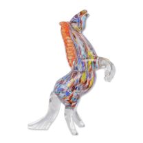 A MURANO STYLE GLASS FIGURINE OF A REARING STALLION