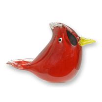 A MURANO STYLE GLASS FIGURINE OF A NORTHERN CARDINAL BIRD