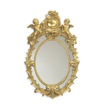 Hars gouden spiegel geflankeerd door twee putti