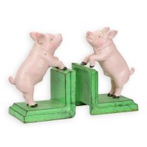 A PAIR OF CAST IRON PIG BOOKENDS