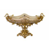 A BRONZE MOUNTED PORCELAIN FRUIT STAND