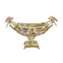 A BRONZE MOUNTED PORCELAIN BOWL ON STAND