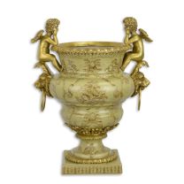 A BRONZE MOUNTED PORCELAIN PLANTER