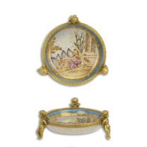 A BRONZE MOUNTED PORCELAIN DISH