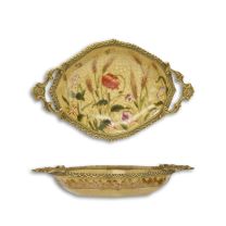 A BRONZE MOUNTED PORCELAIN SMALL DISH