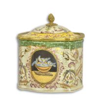 A BRONZE MOUNTED PORCELAIN BOX AND COVER