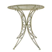 A WEATHERED-LOOK IRON GARDEN TABLE