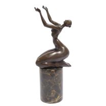 A MODERNIST BRONZE SCULPTURE OF A KNEELING NUDE