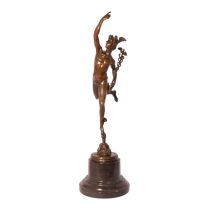 A BRONZE SCULPTURE OF MERCURY