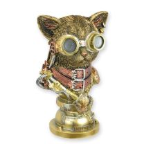 A RESIN STEAMPUNK FIGURINE OF A CAT