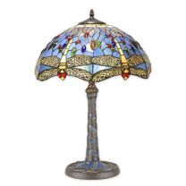 A TIFFANY STYLE TABLE LAMP (BLUE)