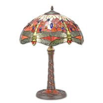 A TIFFANY STYLE TABLE LAMP (RED)