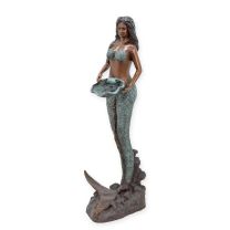 A BRONZE MERMAID FOUNTAIN