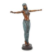 A BRONZE SCULPTURE OF AN EGYPTIAN DANCER