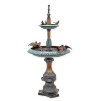 A TWO TIER BRONZE FOUNTAIN