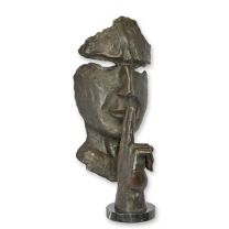 A BRONZE SCULPTURE "SPEAK NO EVIL"