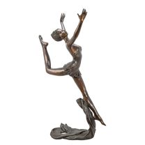 A BRONZE SCULPTURE OF A SCARF DANCER