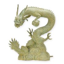 A BRONZE CHINESE DRAGON FOUNTAIN