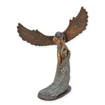 A BRONZE SCULPTURE OF A WINGED FEMALE