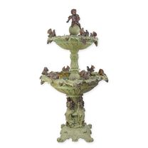 A TWO TIER BRONZE FOUNTAIN