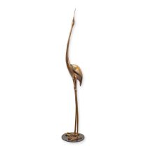 A BRONZE SCULPTURE OF A MODERN STANDING CRANE