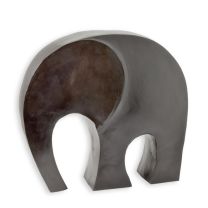 A MODERN BRONZE SCULPTURE OF A FLAT ELEPHANT