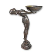A BRONZE FIGURAL ART DECO FOUNTAIN