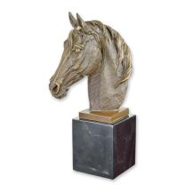A BRONZE SCULPTURE OF A HORSE HEAD