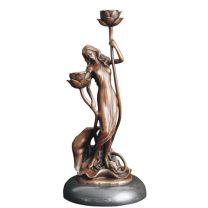 A BRONZE ART NOUVEAU CANDLEHOLDER