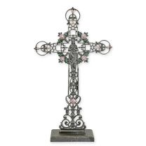 A CAST IRON "MARY OF THE ROSES" CROSS