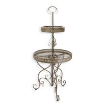 A 2-TIER ROUND IRON ETAGÈRE - BROWN